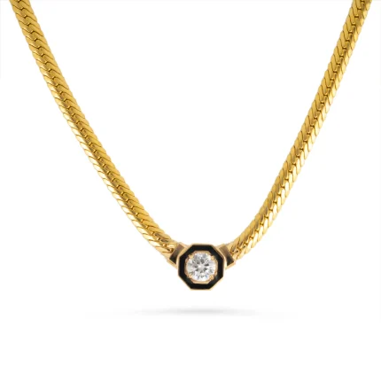 Balıksırtı Fantezi Tektaşlı Choker Kolye