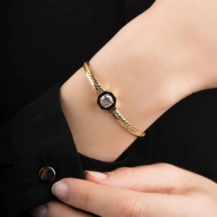 Swarovski Köşeli Taşlı Balıksırtı Bileklik