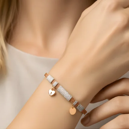 Taşlı Hasır Örme Pandora Modeli Bileklik